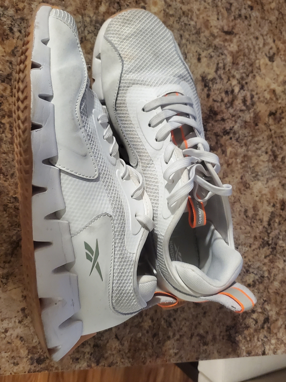 Reebok White Athletic Sneakers with Orange Accents